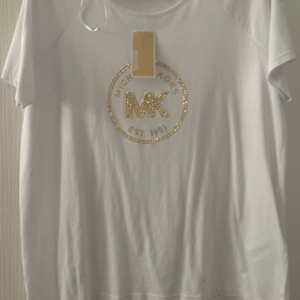 Large Michael Kors gold rhinestone shirt